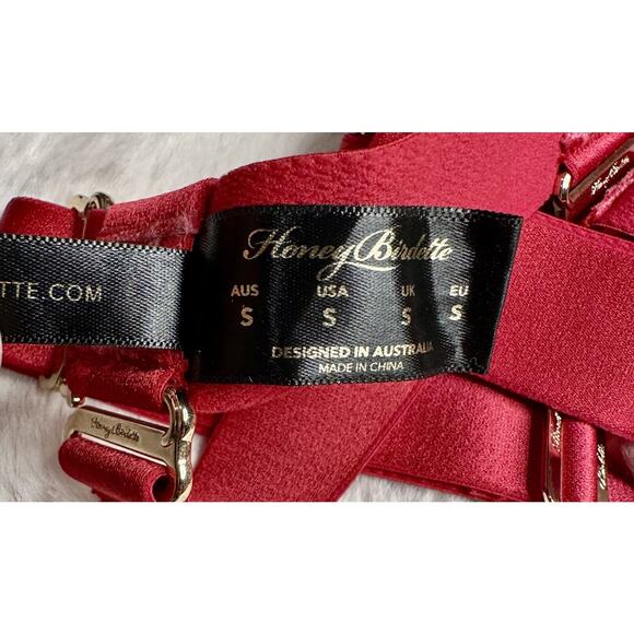 Honey Birdette SAMANTHA❤️ Red & Gold Garter Suspender Belt Small - Picture 5 of 5
